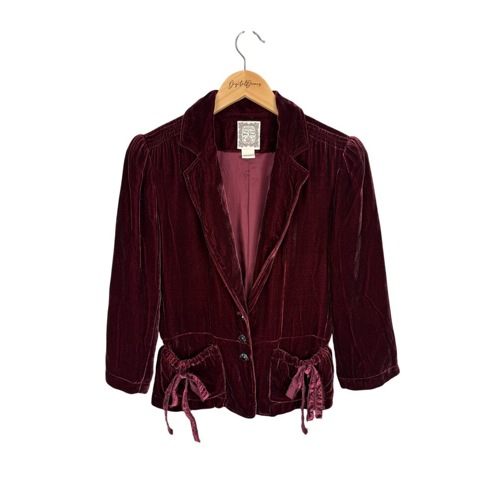 Ralph Lauren Vintage Velvet Blazer Whimsygoth Dark Academia Silk Victorian S - Picture 10 of 11